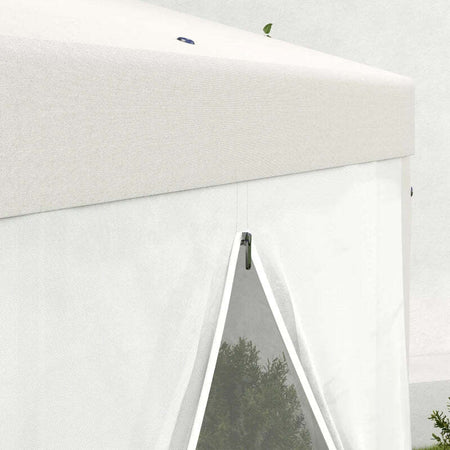Gazebo-da-Giardino-Esagonale-con-Doppio-Ingresso,-in-Metallo-e-Poliestere,-3.94x3.94x2.5-m,-Crema-84C-044V02CW