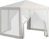 Gazebo-da-Giardino-Esagonale-con-Doppio-Ingresso,-in-Metallo-e-Poliestere,-3.94x3.94x2.5-m,-Crema-84C-044V02CW