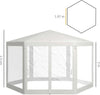 Gazebo-da-Giardino-Esagonale-con-Doppio-Ingresso,-in-Metallo-e-Poliestere,-3.94x3.94x2.5-m,-Crema-84C-044V02CW