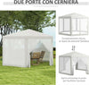 Gazebo-da-Giardino-Esagonale-con-Doppio-Ingresso,-in-Metallo-e-Poliestere,-3.94x3.94x2.5-m,-Crema-84C-044V02CW