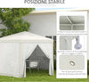 Gazebo-da-Giardino-Esagonale-con-Doppio-Ingresso,-in-Metallo-e-Poliestere,-3.94x3.94x2.5-m,-Crema-84C-044V02CW