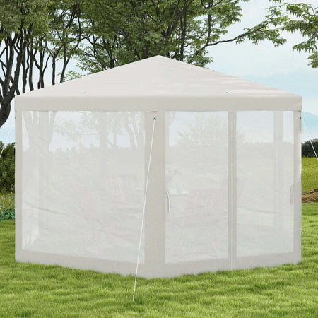 Gazebo-da-Giardino-Esagonale-con-Doppio-Ingresso,-in-Metallo-e-Poliestere,-3.94x3.94x2.5-m,-Crema-84C-044V02CW