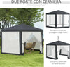 Gazebo-da-Giardino-Esagonale-con-Doppio-Ingresso,-in-Metallo-e-Poliestere,-3.94x3.94x2.5-m,-Grigio-84C-044V02CG
