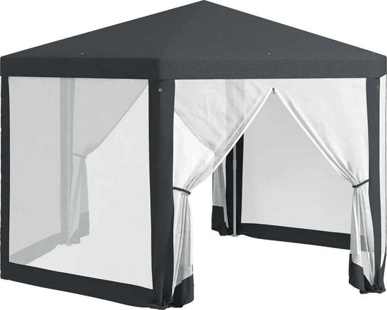 Gazebo-da-Giardino-Esagonale-con-Doppio-Ingresso,-in-Metallo-e-Poliestere,-3.94x3.94x2.5-m,-Grigio-84C-044V02CG