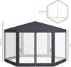 Gazebo-da-Giardino-Esagonale-con-Doppio-Ingresso,-in-Metallo-e-Poliestere,-3.94x3.94x2.5-m,-Grigio-84C-044V02CG