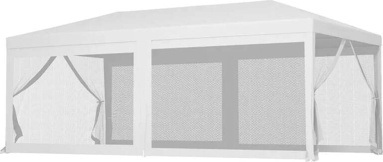 Gazebo-da-Giardino-per-Feste-con-6-Pareti-Rimovibili-a-Zanzariera,-582x295x255cm,-Bianco-84C-023V02WT