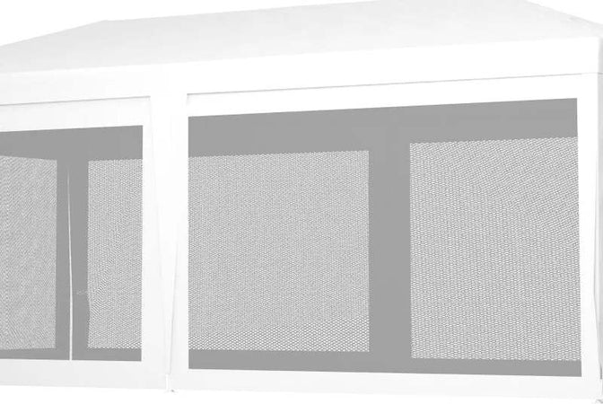 Gazebo-da-Giardino-per-Feste-con-6-Pareti-Rimovibili-a-Zanzariera,-582x295x255cm,-Bianco-84C-023V02WT