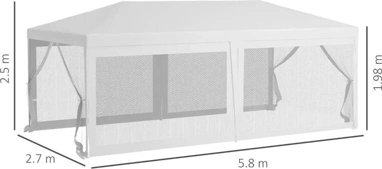 Gazebo-da-Giardino-per-Feste-con-6-Pareti-Rimovibili-a-Zanzariera,-582x295x255cm,-Bianco-84C-023V02WT