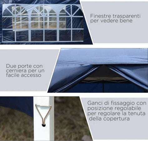 Gazebo-da-Giardino-Pieghevole-con-Corde-e-Picchetti-Inclusi,-2.95x2.95x2.58-m,-Blu-84C-430V00BU