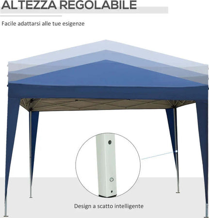 Gazebo-da-Giardino-Pieghevole-con-Corde-e-Picchetti-Inclusi,-2.95x2.95x2.58-m,-Blu-84C-430V00BU