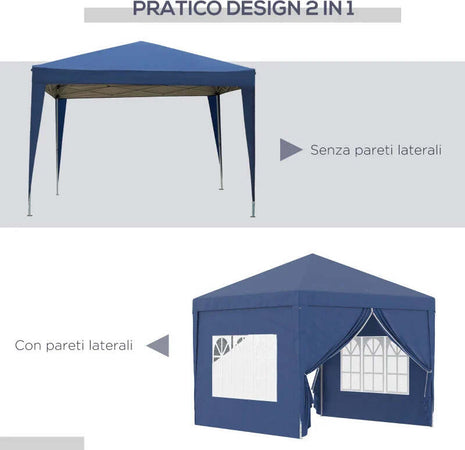 Gazebo-da-Giardino-Pieghevole-con-Corde-e-Picchetti-Inclusi,-2.95x2.95x2.58-m,-Blu-84C-430V00BU