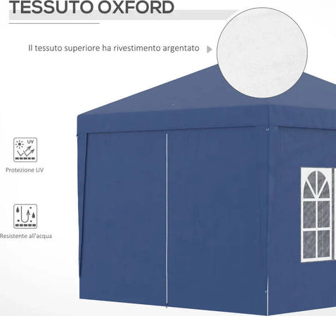 Gazebo-da-Giardino-Pieghevole-con-Corde-e-Picchetti-Inclusi,-2.95x2.95x2.58-m,-Blu-84C-430V00BU