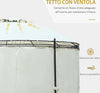 Gazebo-da-Giardino-Rotondo-con-Doppio-Tettuccio,-Cinghie-e-Tende,-Ø3.5x2.8m,-Bianco-84C-088CW