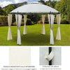Gazebo-da-Giardino-Rotondo-con-Doppio-Tettuccio,-Cinghie-e-Tende,-Ø3.5x2.8m,-Bianco-84C-088CW