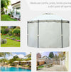 Gazebo-da-Giardino-Rotondo-con-Doppio-Tettuccio,-Cinghie-e-Tende,-Ø3.5x2.8m,-Bianco-84C-088CW
