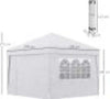 Gazebo-Pieghevole-3x3-m-con-Altezza-Regolabile,-con-Design-Pop-Up-e-Finestre,-Bianco-84C-398V01WT