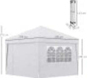 Gazebo-Pieghevole-3x3-m-con-Altezza-Regolabile,-con-Design-Pop-Up-e-Finestre,-Bianco-84C-398V01WT