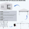 Gazebo-Pieghevole-3x3-m-con-Altezza-Regolabile,-con-Design-Pop-Up-e-Finestre,-Bianco-84C-398V01WT