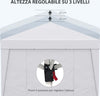 Gazebo-Pieghevole-3x3-m-con-Altezza-Regolabile,-con-Design-Pop-Up-e-Finestre,-Bianco-84C-398V01WT