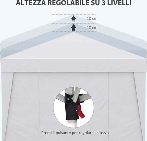 Gazebo-Pieghevole-3x3-m-con-Altezza-Regolabile,-con-Design-Pop-Up-e-Finestre,-Bianco-84C-398V01WT