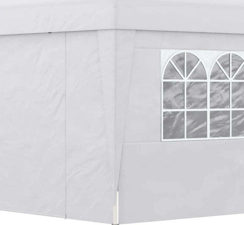 Gazebo-Pieghevole-3x3-m-con-Altezza-Regolabile,-con-Design-Pop-Up-e-Finestre,-Bianco-84C-398V01WT