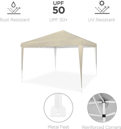 Gazebo pieghevole Beige da giardino 3 x 3 mt per esterno impermeabile Giardino e giardinaggio/Arredamento da giardino e accessori/Ombrelloni tende e tettucci parasole/Gazebo Decor Space - Altamura, Commerciovirtuoso.it