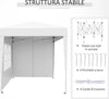 Gazebo-Pieghevole-Pop-Up-2x2-m-con-4-Pareti-Rimovibili-in-Poliestere-e-Acciaio,-Bianco-100110-066W