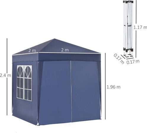 Gazebo-Pieghevole-Pop-Up-2x2-m-con-4-Pareti-Rimovibili-in-Poliestere-e-Acciaio,-Blu-100110-066B