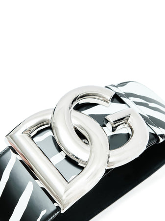 Dolce &amp; Gabbana Maxi Cintura in Pelle Lucida Bianca/Nera da donna