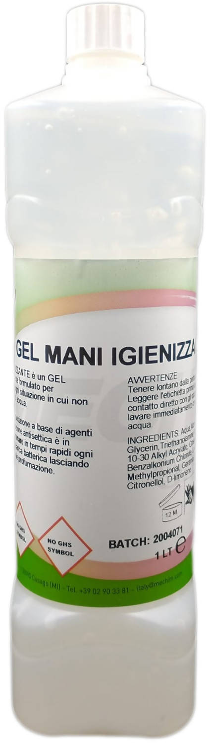 Gel Igienizzante Disinfettante Mani Liquido 1/5L Etanolo 65% Elimina Tutti i tipi di Batteri Mechim
