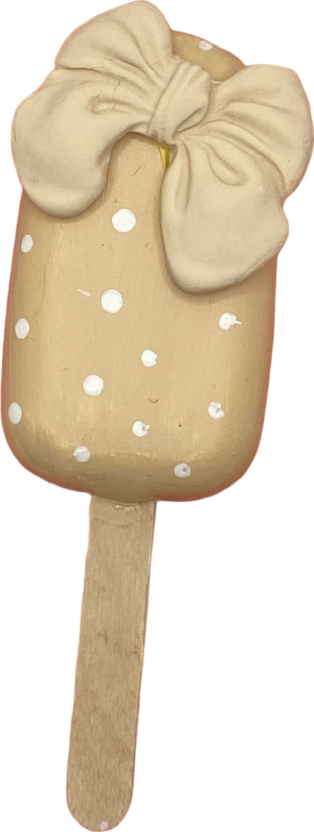 Gelato cremino finto da esposizione beige con fiocco e pois Casa e cucina/Teglie da forno e accessori per pasticceria/Accessori e utensili per pasticceria/Utensili decorativi/Torte e dolci finti Led Mall Home - Napoli, Commerciovirtuoso.it