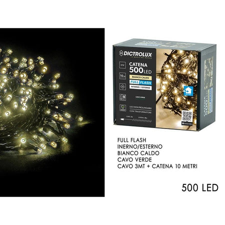 500 Led Full Flash Per Esterno Bianco Caldo