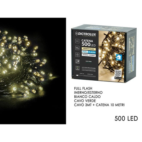 500 Led Full Flash Per Esterno Bianco Caldo