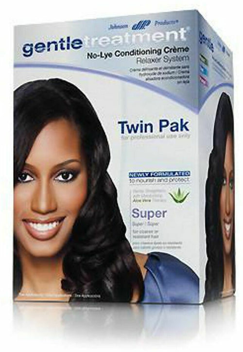 GENTLE TREATMENT NO-LYE CONDITIONING CREME  RELAXER KIT TWIN PACK SUPER 2 APPLICATIONS