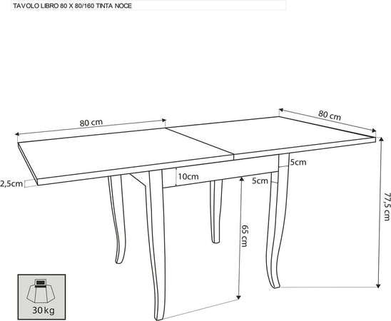 GEOFFREY---tavolo-da-pranzo-allungabile-a-libro-in-legno-massello-80x80/160-Tinta-noce-Milani-Home
