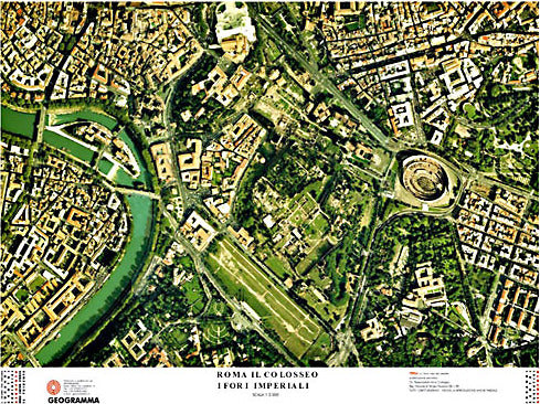 GEOGRAMMA---MAPPA-ROMA-IL-COLOSSEO-E-I-FORI-IMPERIALI-CARTA-SATELLITARE-136,5X100CM-scala-1:2.000