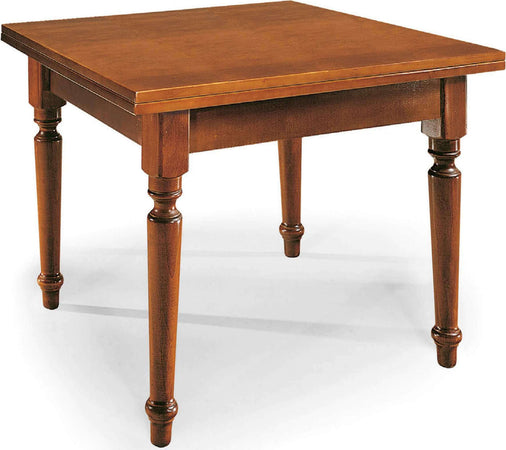 GEORDIE---tavolo-da-pranzo-allungabile-a-libro-in-legno-massello-100x100/200-con-gamba-tornita-Tinta-noce-Milani-Home