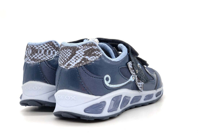 GEOX Sneaker bambina J Shuttle G azzurra/blu con farfalla e luci