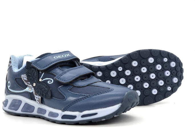 GEOX Sneaker bambina J Shuttle G azzurra/blu con farfalla e luci