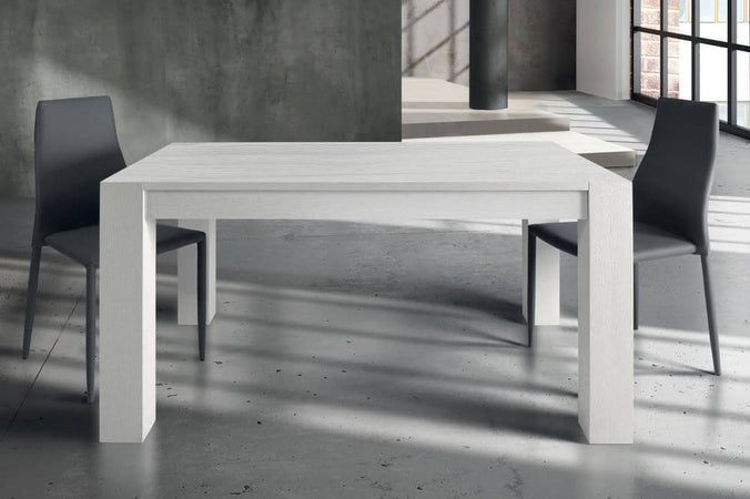 GERRARD---tavolo-da-pranzo-moderno-allungabile-rovere-spazzolato-90x140/180/220-Bianco-Milani-Home