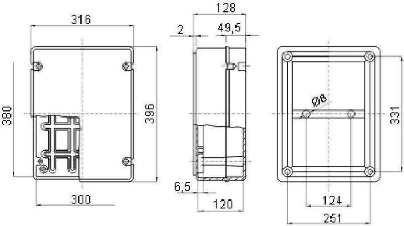 GEWISS---CASSETTA-DI-DERIVAZIONE-CON-COPERCHIO-BASSO-A-VITE-380X300X120mm