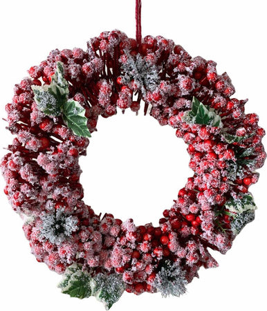 Ghirlanda di bacche rosse innevate retro porta natalizio ø 34 cm Casa e cucina/Decorazioni per interni/Addobbi e decorazioni per ricorrenze/Decorazioni natalizie/Orpelli e festoni MagiediNatale.it - Altamura, Commerciovirtuoso.it