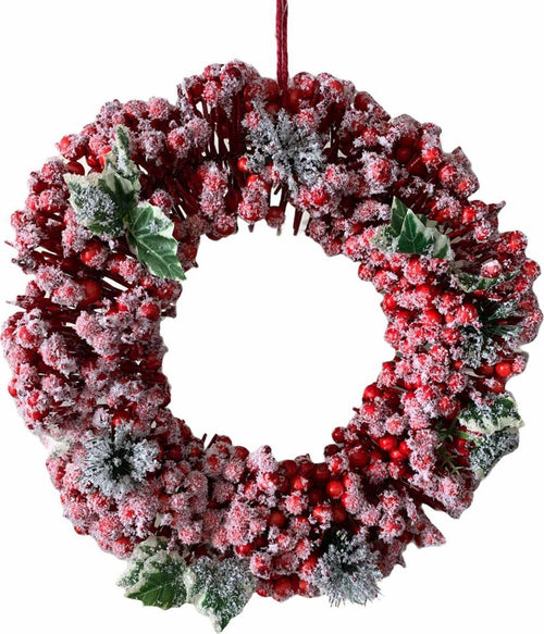 Ghirlanda di bacche rosse innevate retro porta natalizio ø 34 cm Casa e cucina/Decorazioni per interni/Addobbi e decorazioni per ricorrenze/Decorazioni natalizie/Orpelli e festoni MagiediNatale.it - Altamura, Commerciovirtuoso.it