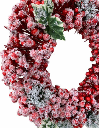 Ghirlanda di bacche rosse innevate retro porta natalizio ø 34 cm Casa e cucina/Decorazioni per interni/Addobbi e decorazioni per ricorrenze/Decorazioni natalizie/Orpelli e festoni MagiediNatale.it - Altamura, Commerciovirtuoso.it