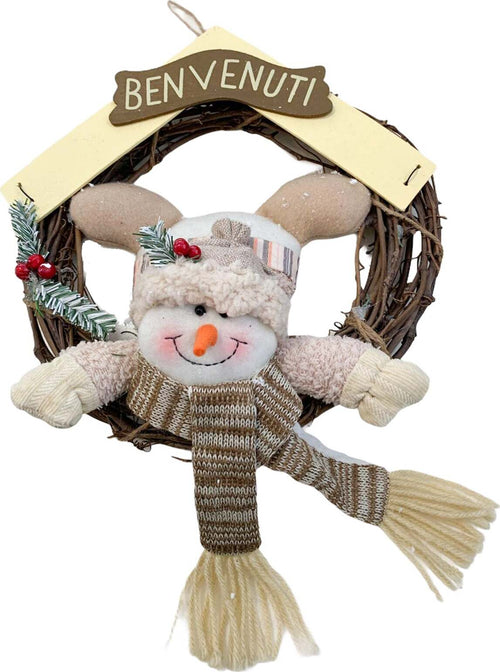 Ghirlanda dietro porta con Pupazzo di Neve natalizio Bianco e Beige Ø 26 cm Casa e cucina/Decorazioni per interni/Addobbi e decorazioni per ricorrenze/Decorazioni natalizie/Orpelli e festoni MagiediNatale.it - Altamura, Commerciovirtuoso.it