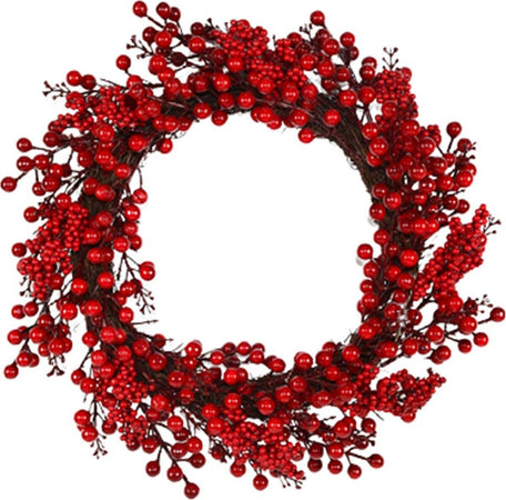 Ghirlanda dietro porta natalizio decorazione con bacche rosse Ø 45 cm Casa e cucina/Decorazioni per interni/Addobbi e decorazioni per ricorrenze/Decorazioni natalizie/Orpelli e festoni MagiediNatale.it - Altamura, Commerciovirtuoso.it