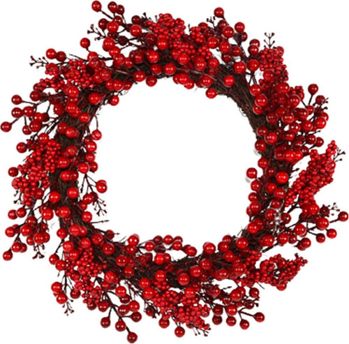 Ghirlanda dietro porta natalizio decorazione con bacche rosse Ø 45 cm Casa e cucina/Decorazioni per interni/Addobbi e decorazioni per ricorrenze/Decorazioni natalizie/Orpelli e festoni MagiediNatale.it - Altamura, Commerciovirtuoso.it