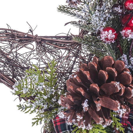 Ghirlanda dietro porta natalizio decorazione con stella scozzese cm 41 h Casa e cucina/Decorazioni per interni/Addobbi e decorazioni per ricorrenze/Decorazioni natalizie/Orpelli e festoni MagiediNatale.it - Altamura, Commerciovirtuoso.it