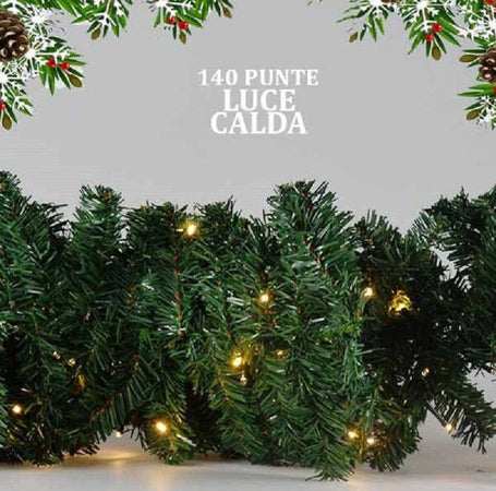 Ghirlanda-Natalizia-250cm-140-Punte-100-Led-Illuminazione-A-Luce-Calda