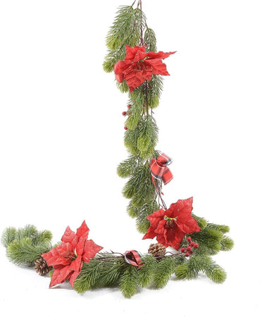 Ghirlanda natalizia con fiori e fiocchi festone per decorazione realistica 170 cm Casa e cucina/Decorazioni per interni/Addobbi e decorazioni per ricorrenze/Decorazioni natalizie/Orpelli e festoni MagiediNatale.it - Altamura, Commerciovirtuoso.it